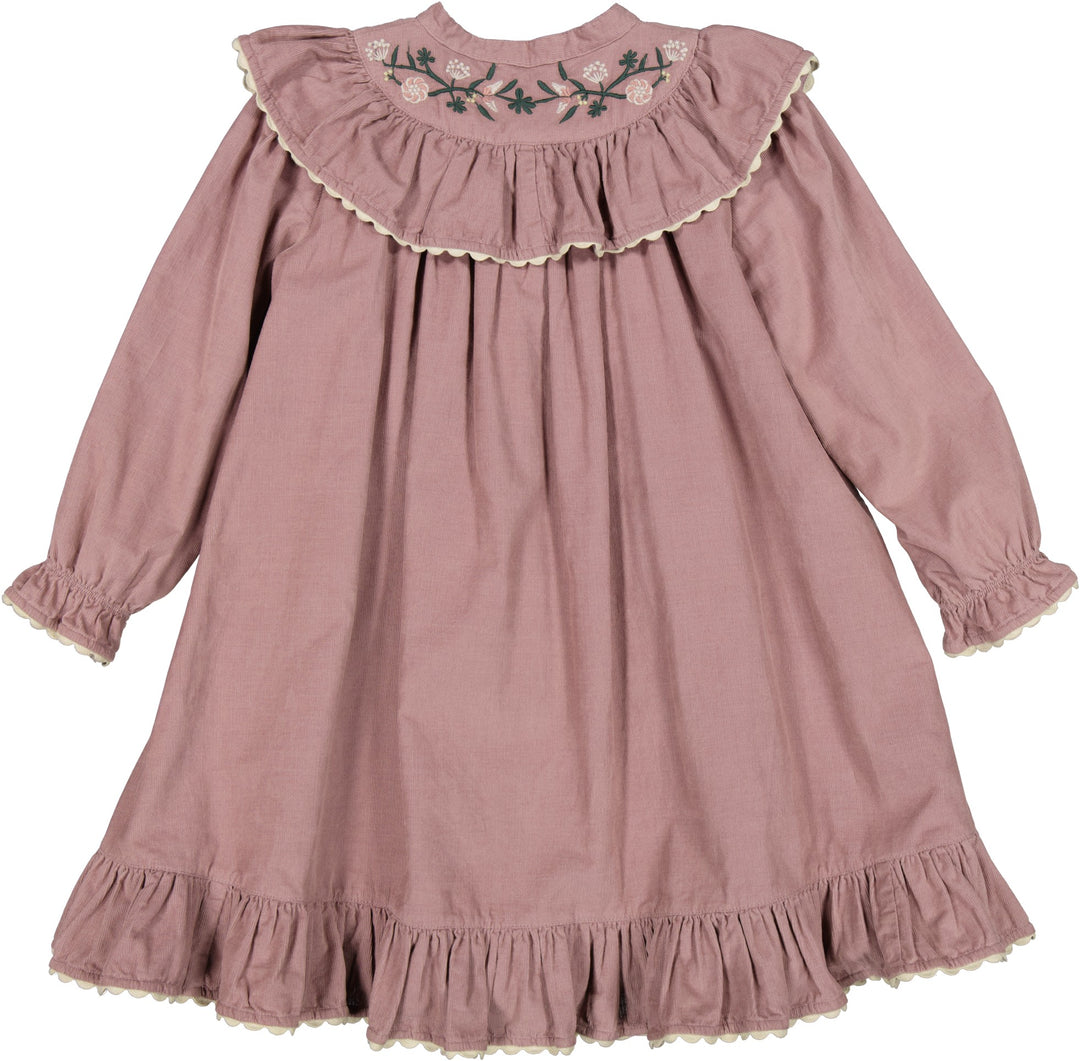 dress corduroy embroidered - dusty mauve-3523