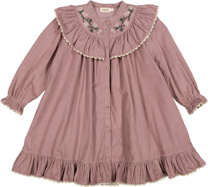 dress corduroy embroidered - dusty mauve-3523