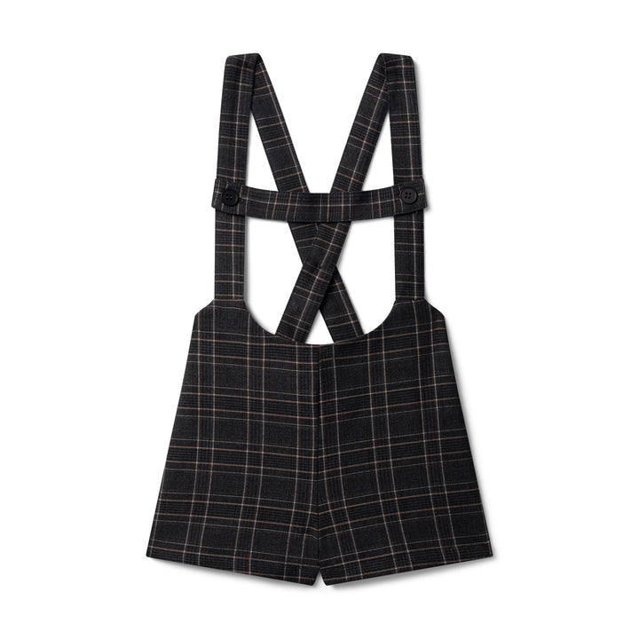 shorts plaid suspender - grey