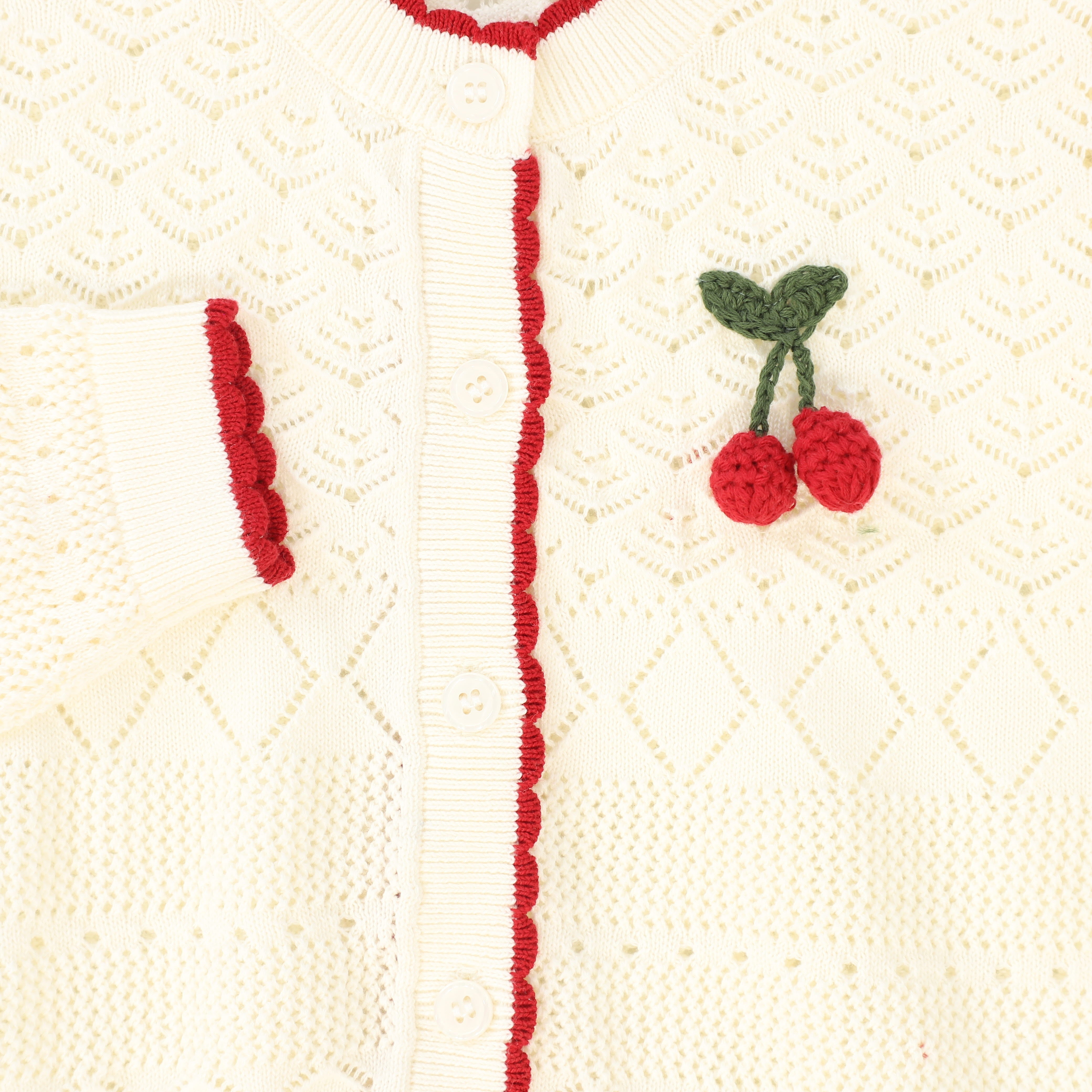Cherie_Y【美品】the urban blance cardigan crochet with cherry - ivory – Lily and Todd