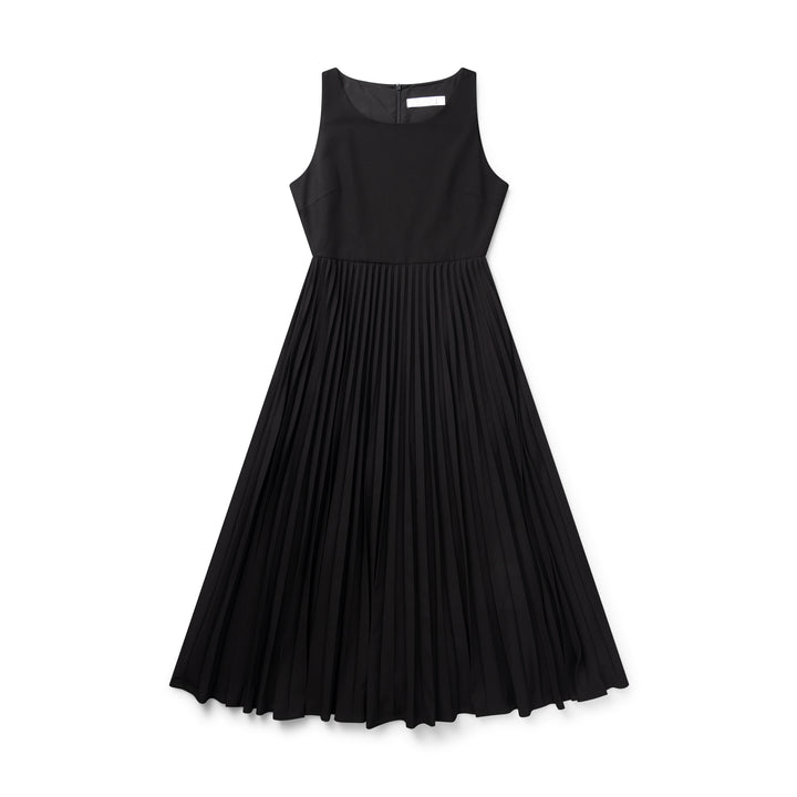 dress pleated midi underdress - black