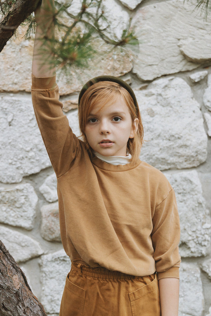 top l/s tonal mockneck sweatshirt - ochre