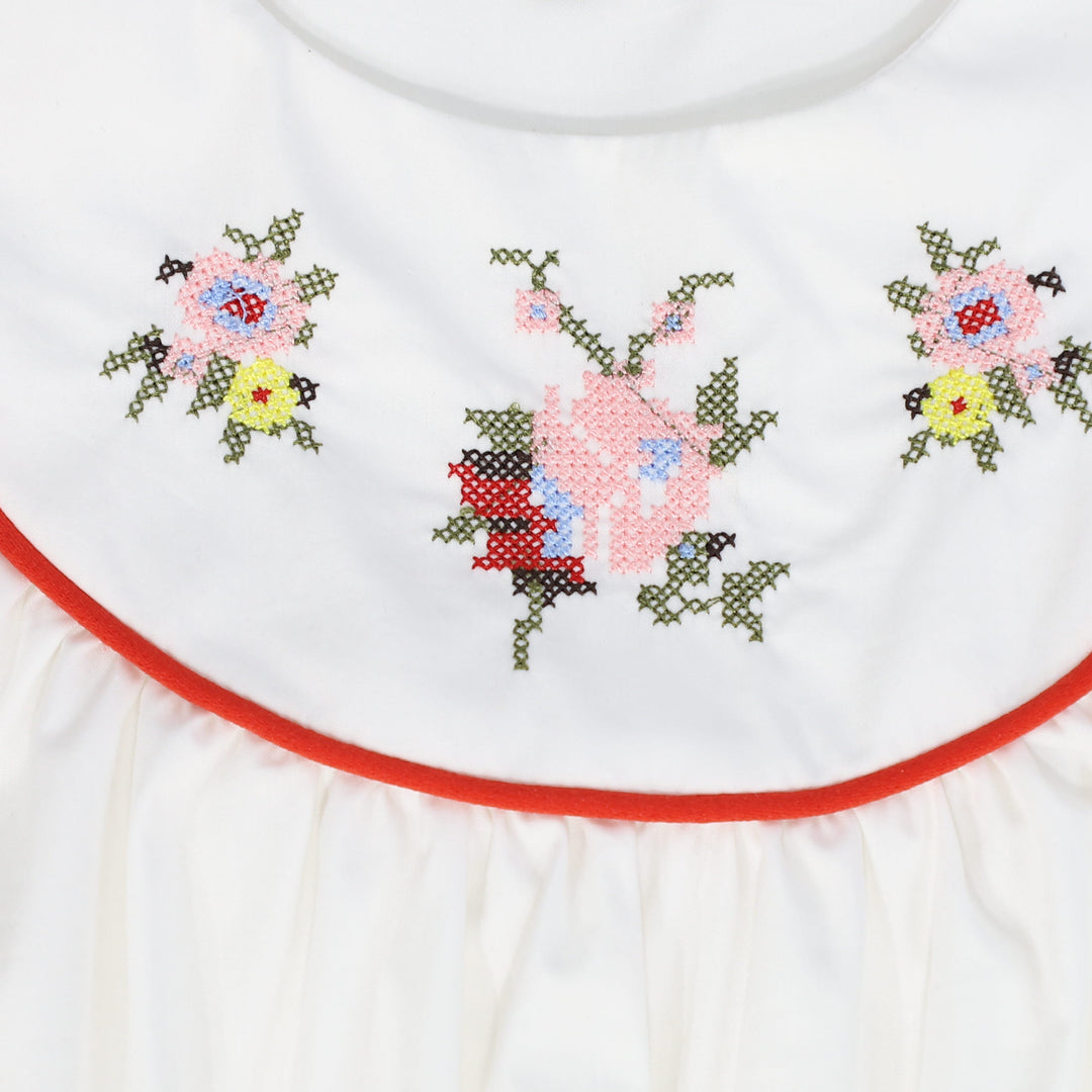 dress piped bib jumper - white