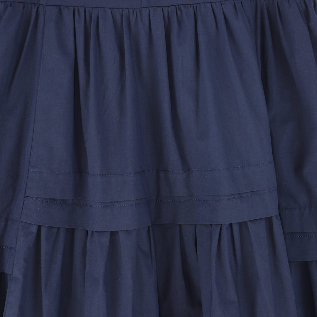 maxi dress tiered jumper bow back with shirt - navy/white