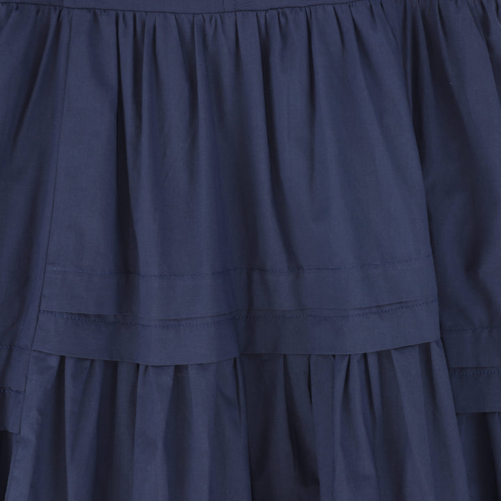 maxi dress tiered jumper bow back with shirt - navy/white