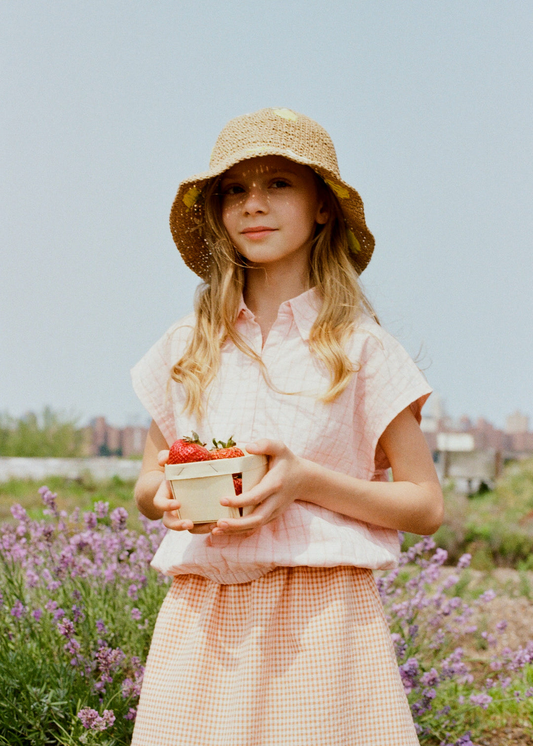 shirt s/s sleeveless plaid - pink