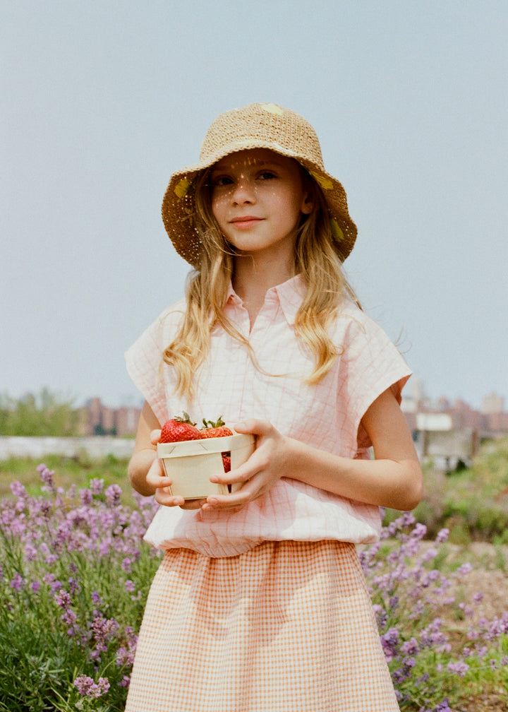shirt s/s sleeveless plaid - pink
