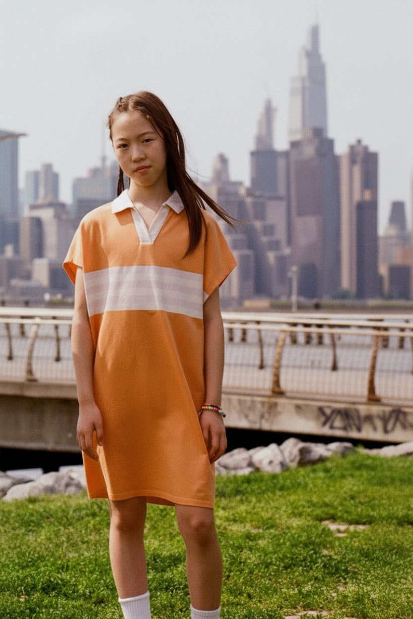 dress striped collar - orange