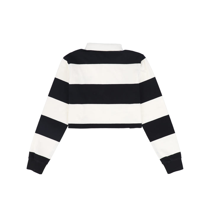 polo l/s cropped stripe - black/white