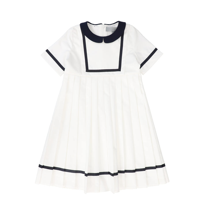 dress 3/4 sleeves sailor style with collar - ivory