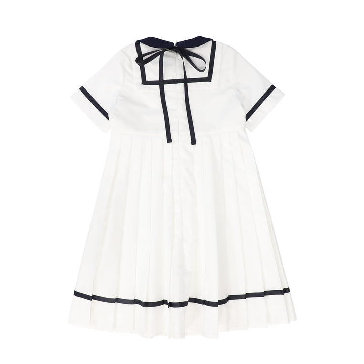 dress 3/4 sleeves sailor style with collar - ivory