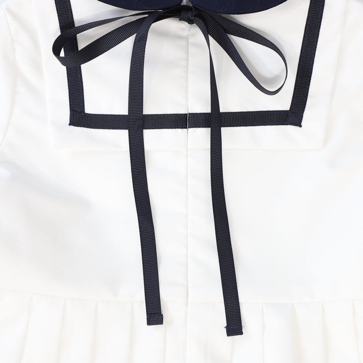 dress 3/4 sleeves sailor style with collar - ivory