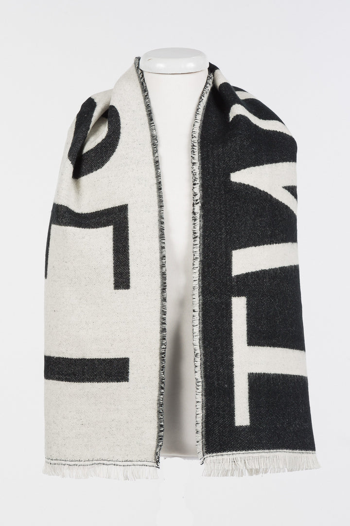 scarf fringed logo - black/milk