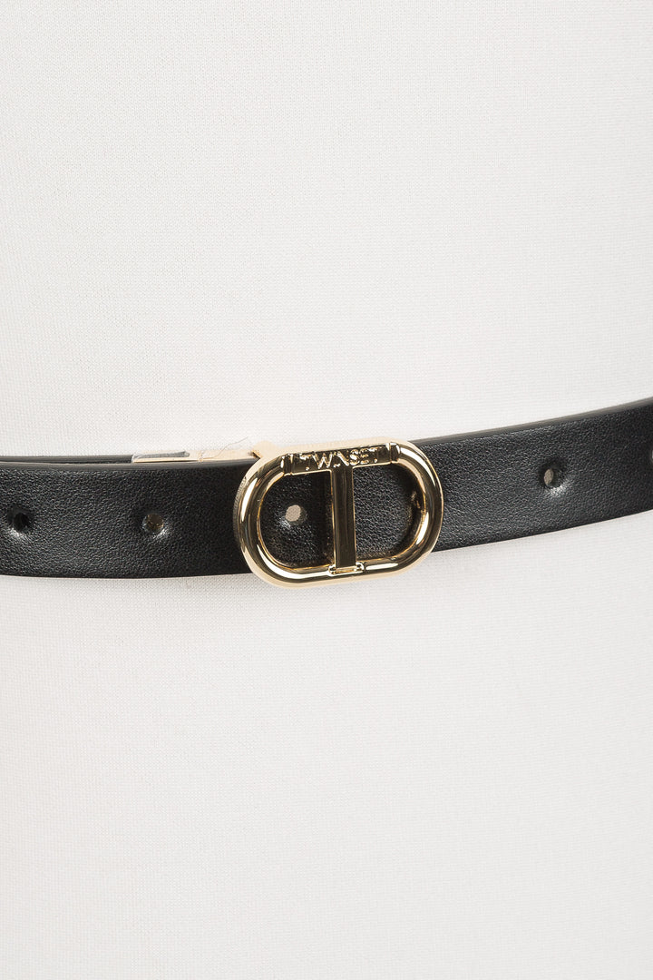 accessories reversible belt with logo - black/milk