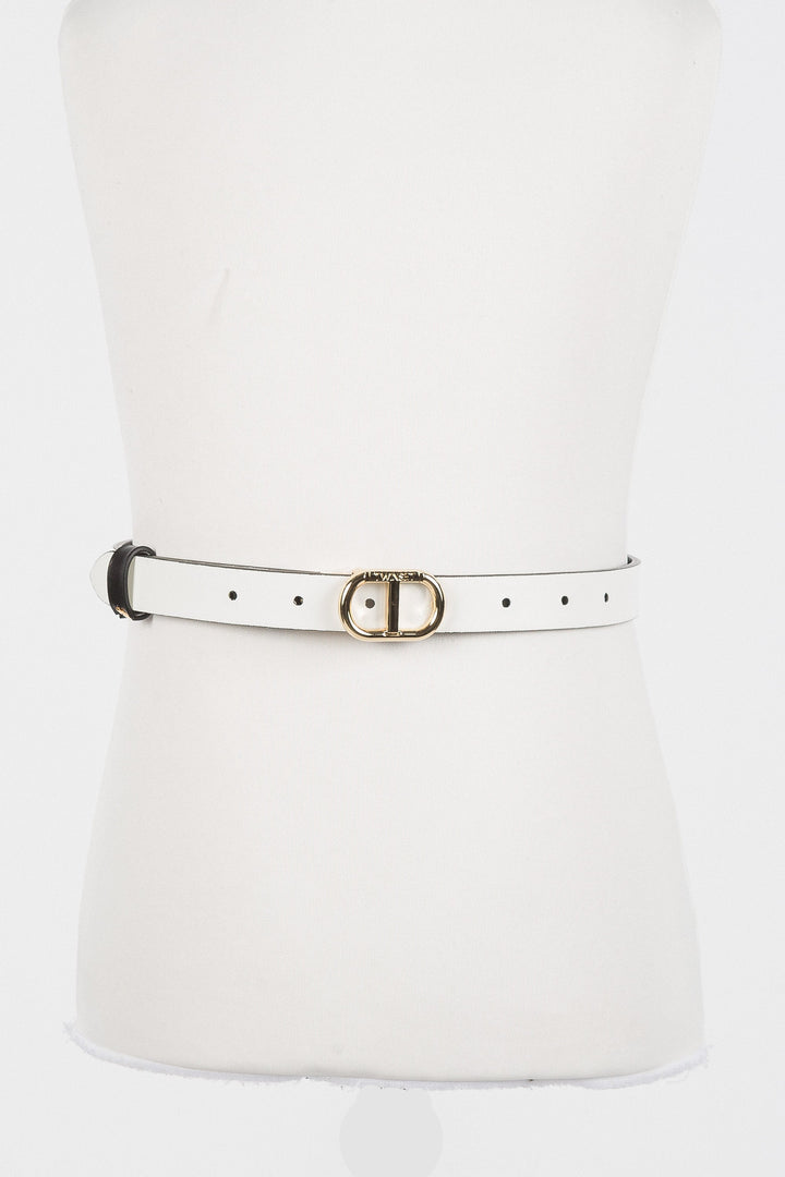 accessories reversible belt with logo - black/milk