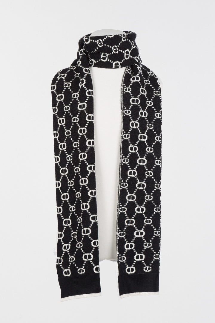 scarf knitted logo printed - black/off white