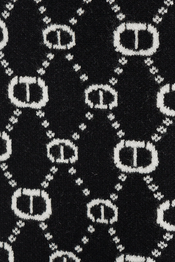 scarf knitted logo printed - black/off white