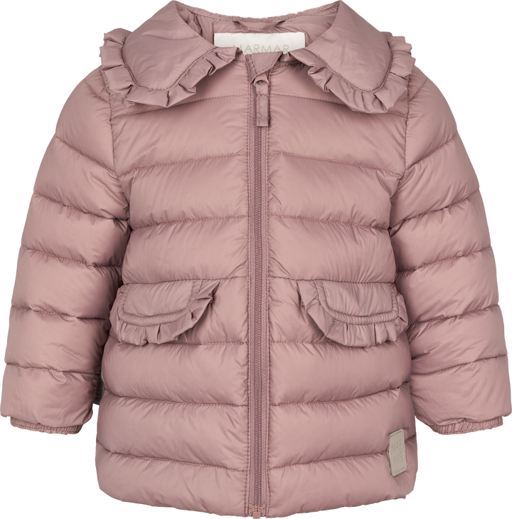 jacket octavia light puffer with frilled collar and pockets - mauve