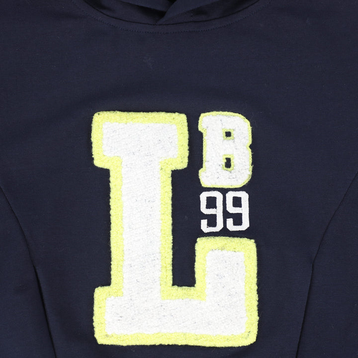 set outfit hooded top and shorts terry logo - navy