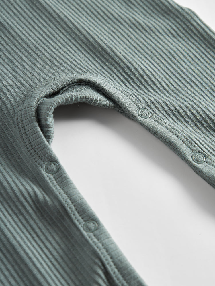 one piece ribbed henley romper - dusty green