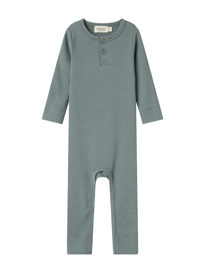 one piece ribbed henley romper - dusty green