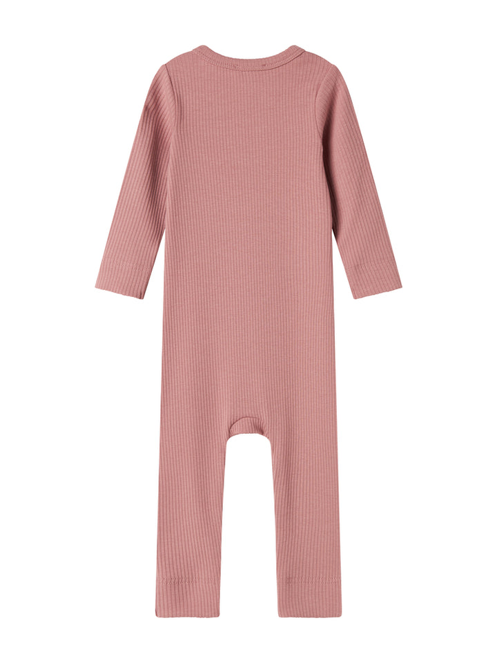 one piece ribbed henley romper - rose parfait