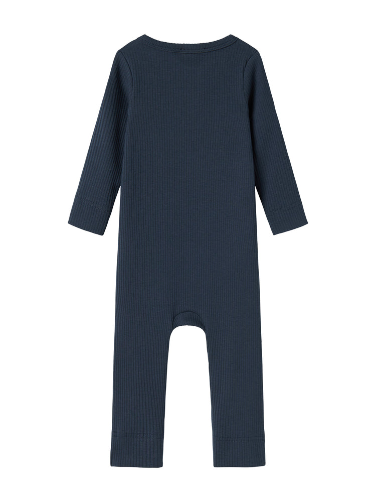 one piece ribbed henley romper - pilot navy