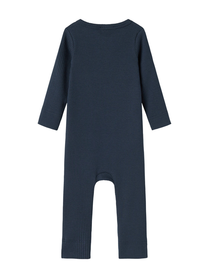one piece ribbed henley romper - pilot navy