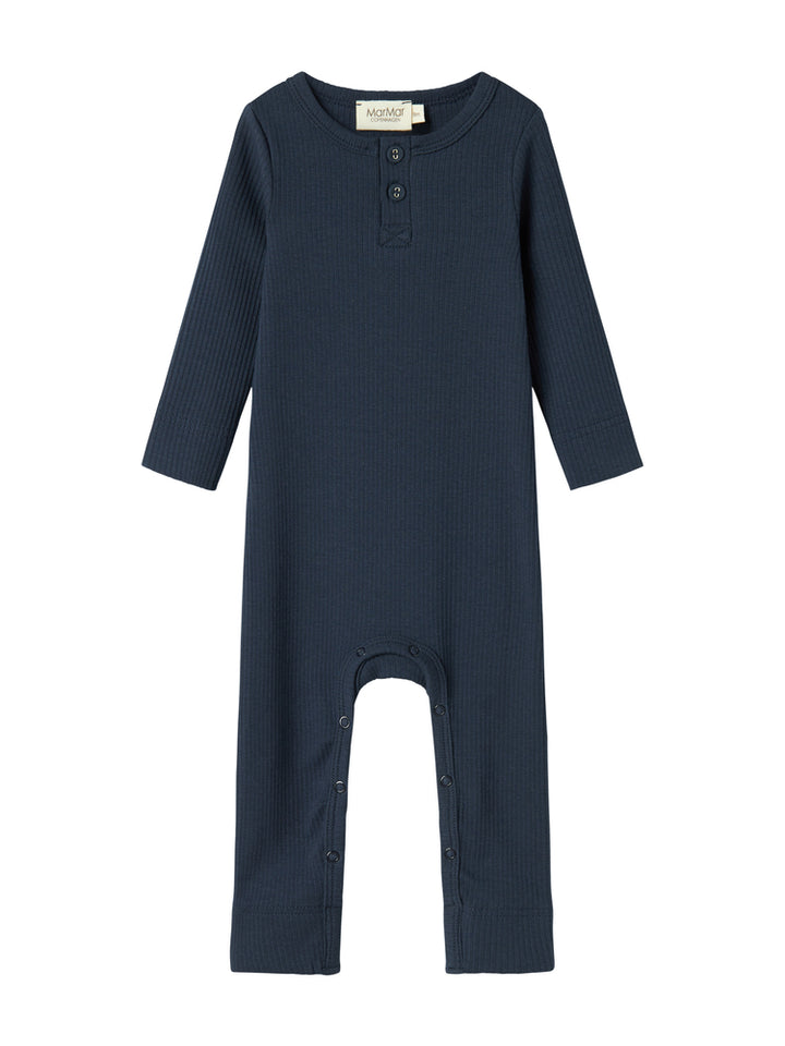 one piece ribbed henley romper - pilot navy