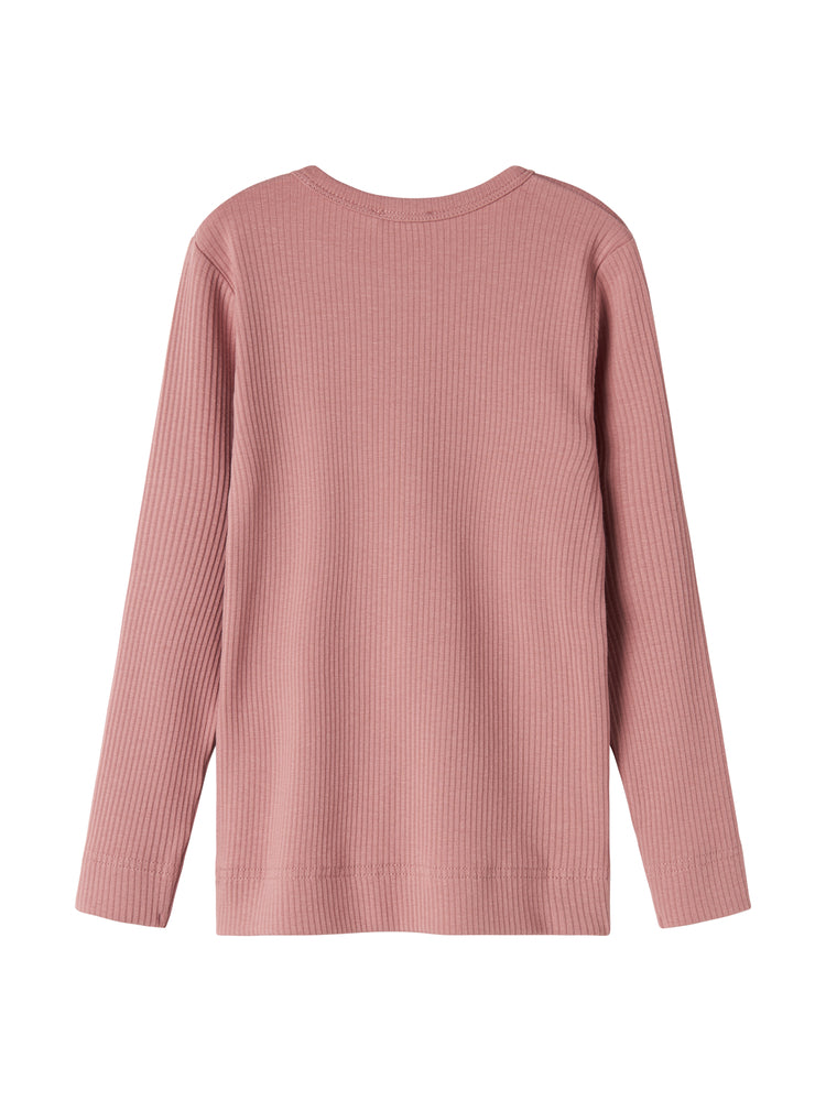 set outfit ribbed henley tee l/s and leggings - rose parfait