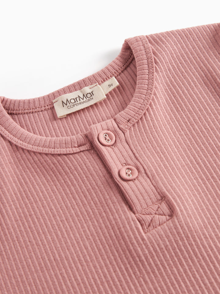 set outfit ribbed henley tee l/s and leggings - rose parfait