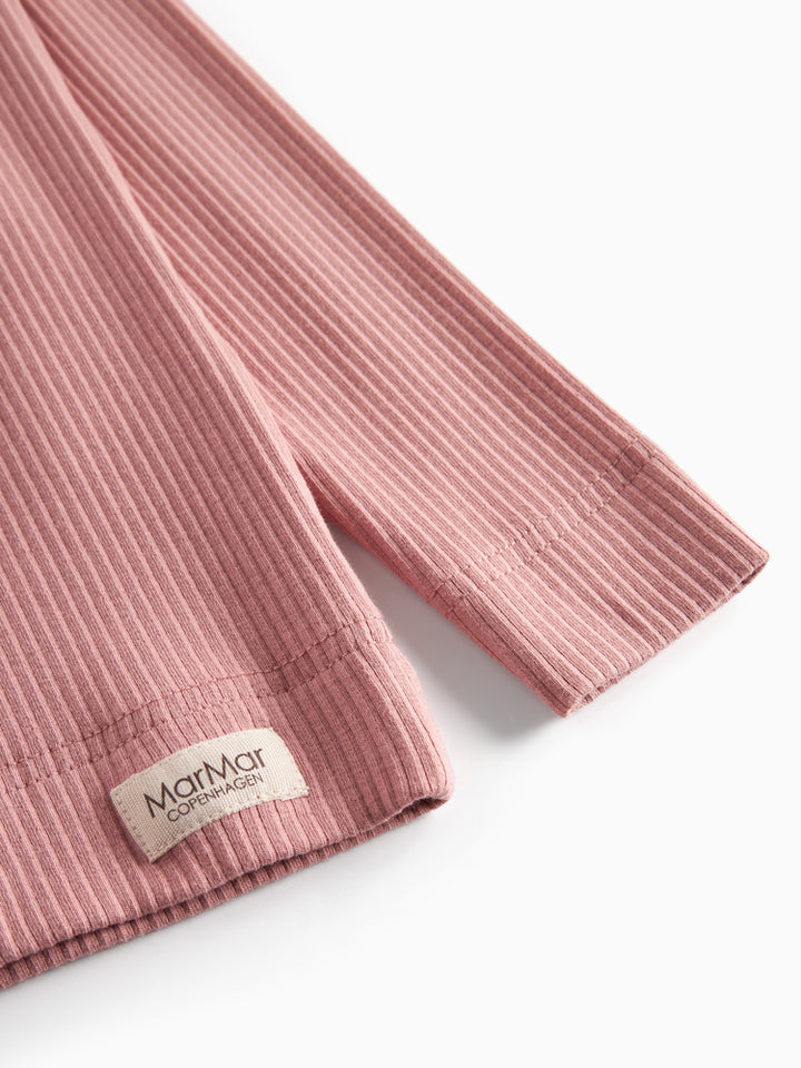 set outfit ribbed henley tee l/s and leggings - rose parfait