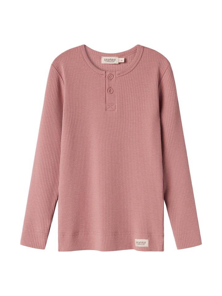 set outfit ribbed henley tee l/s and leggings - rose parfait