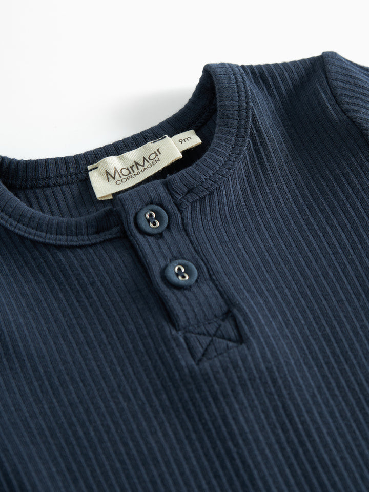 set outfit ribbed henley tee l/s and leggings - pilot navy