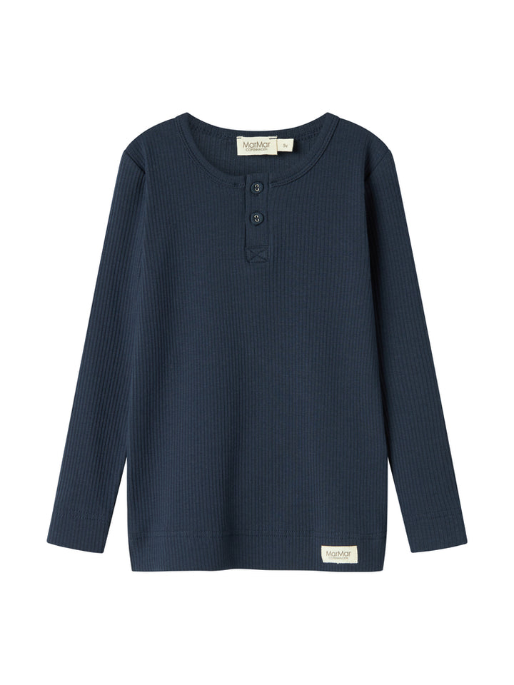 set outfit ribbed henley tee l/s and leggings - pilot navy