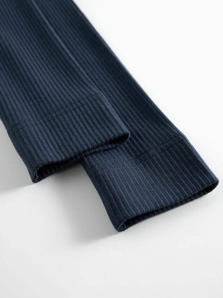 set outfit ribbed henley tee l/s and leggings - pilot navy