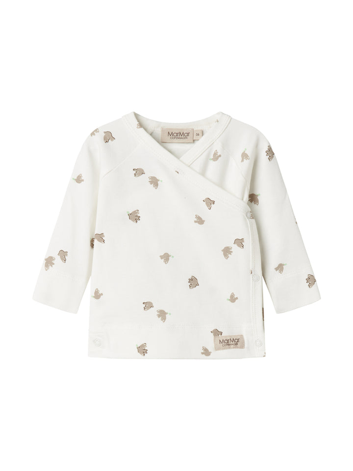 set knit dove print wrap top and footie pants with hat - peace