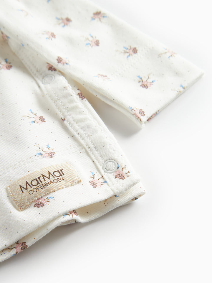 set knit floral print wrap top and footie pants with beanie - little sakura