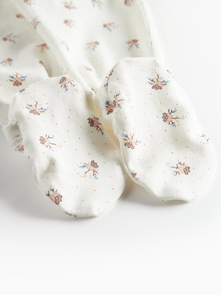 set footie floral print wrap with beanie and blanket - little sakura