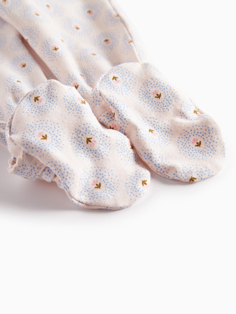 set footie mini tulip print wrap with beanie and blanket - little tulip