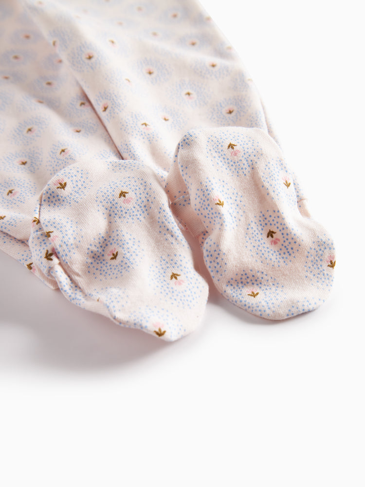 set knit mini tulip print wrap onesie and footie pants with beanie - little tulip