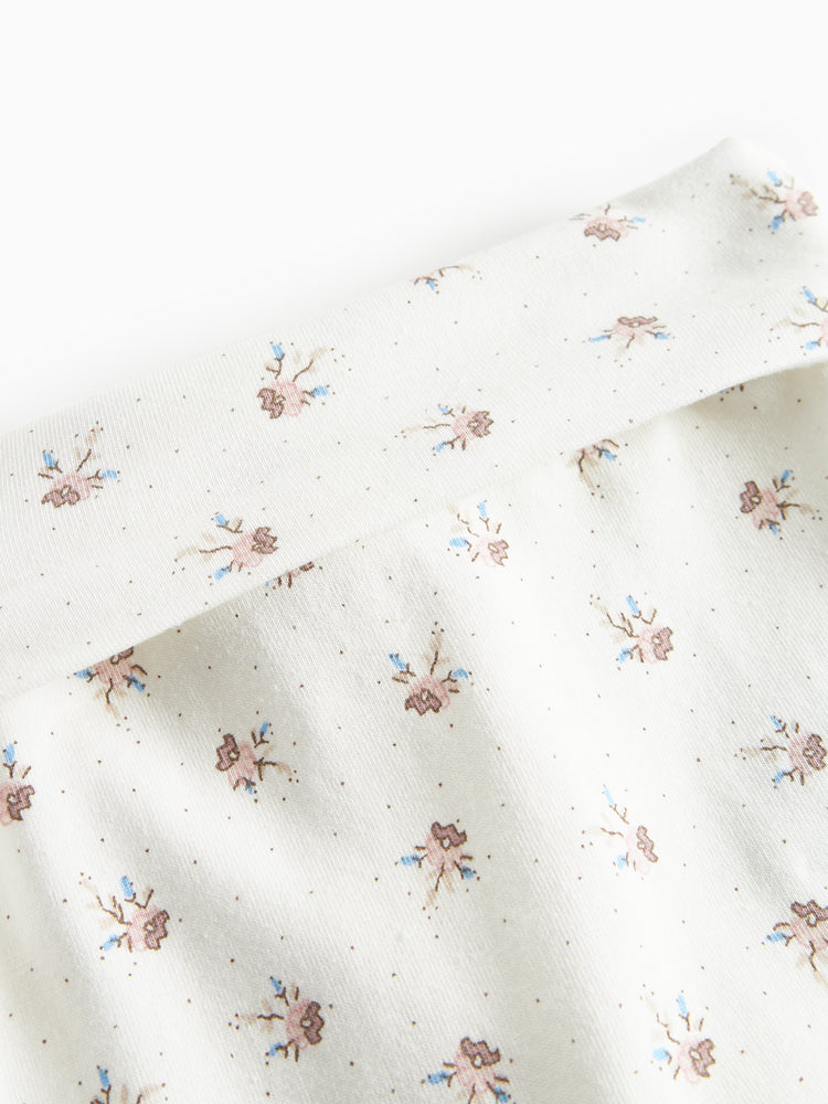 set knit floral print wrap top and footie pants with beanie - little sakura