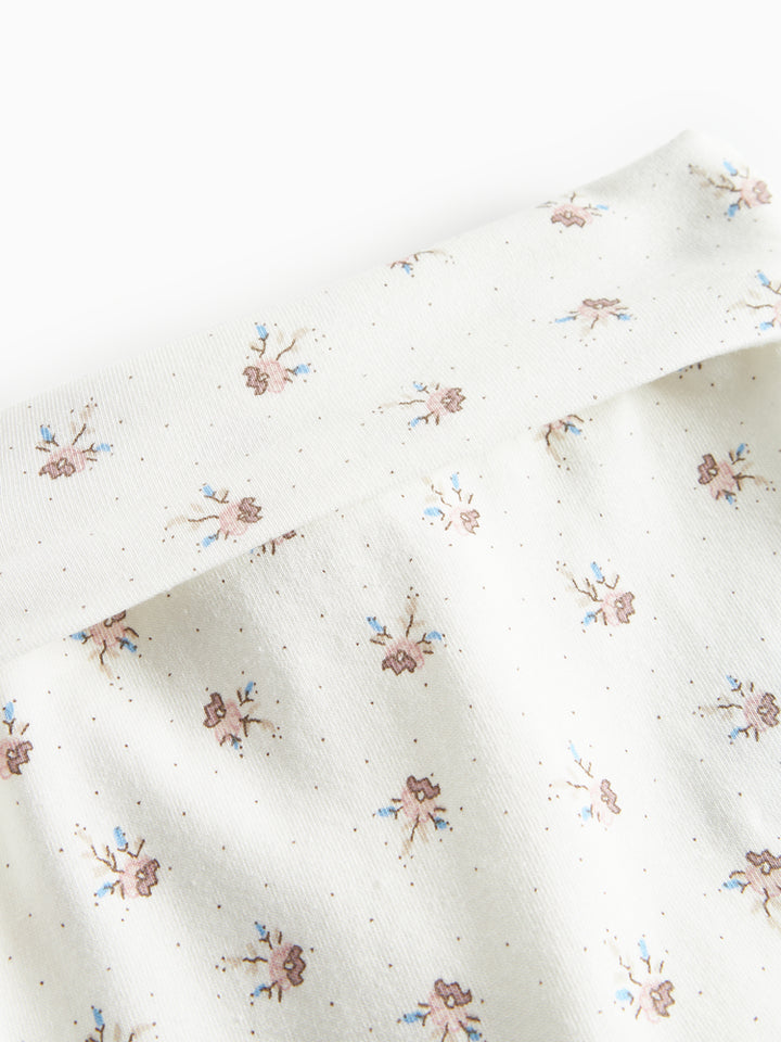 set knit floral print wrap top and footie pants with beanie - little sakura