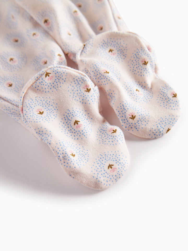 set knit mini tulip print wrap onesie and footie pants with beanie - little tulip