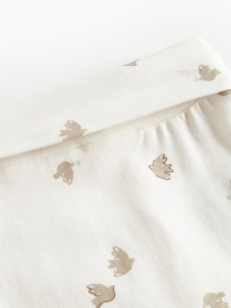 set knit dove print wrap top and footie pants with hat - peace