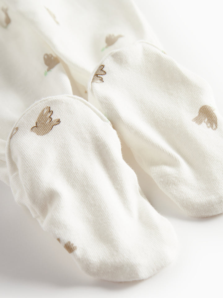 set knit dove print wrap top and footie pants with hat - peace