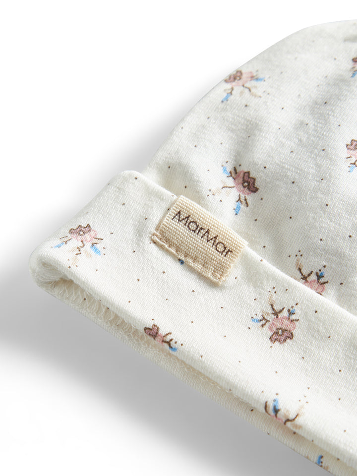 set knit floral print wrap top and footie pants with beanie - little sakura