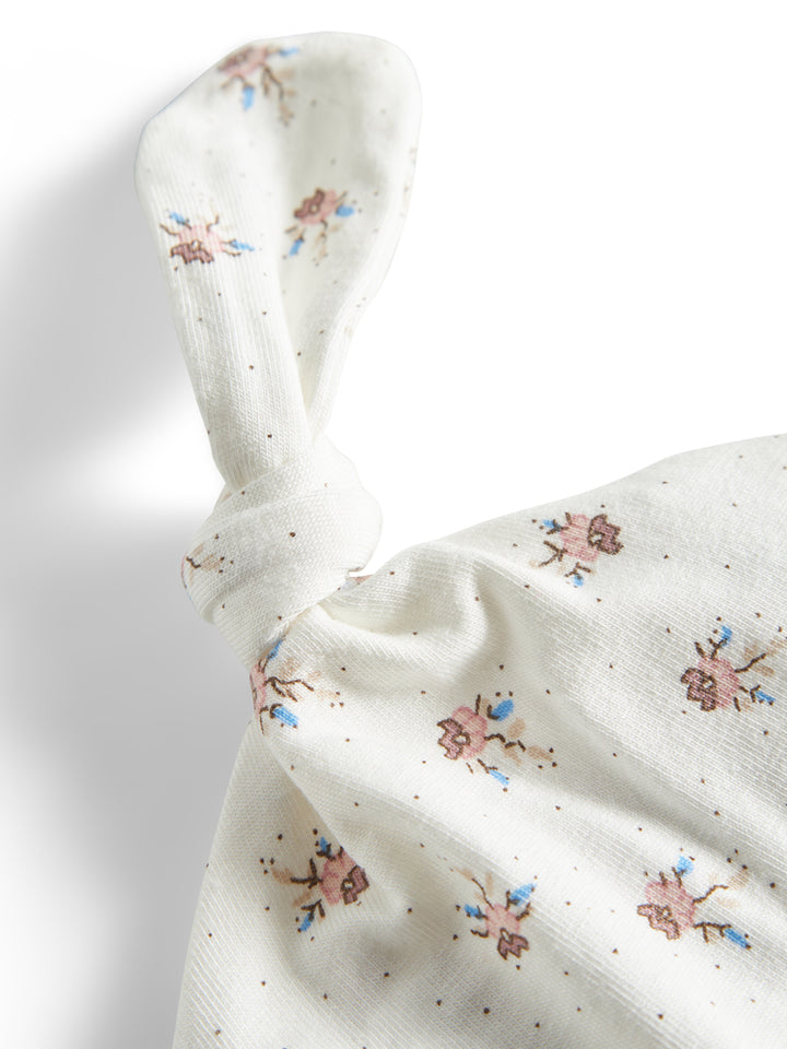 set knit floral print wrap top and footie pants with beanie - little sakura