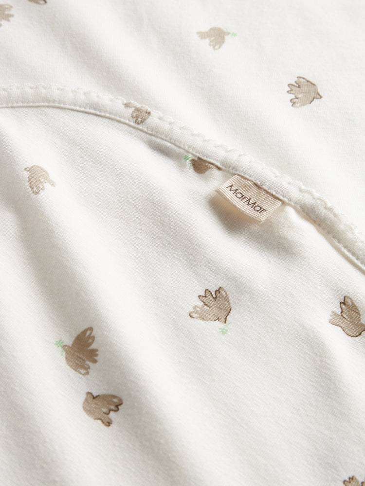 set footie dove print wrap with beanie with blanket - peace