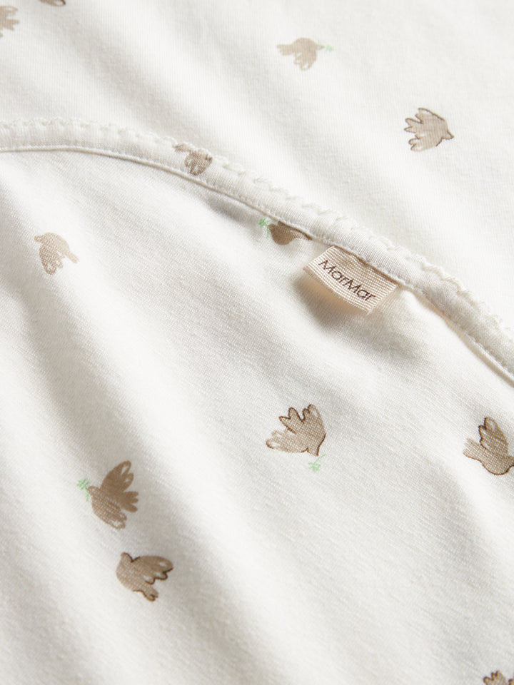 set footie dove print wrap with beanie with blanket - peace